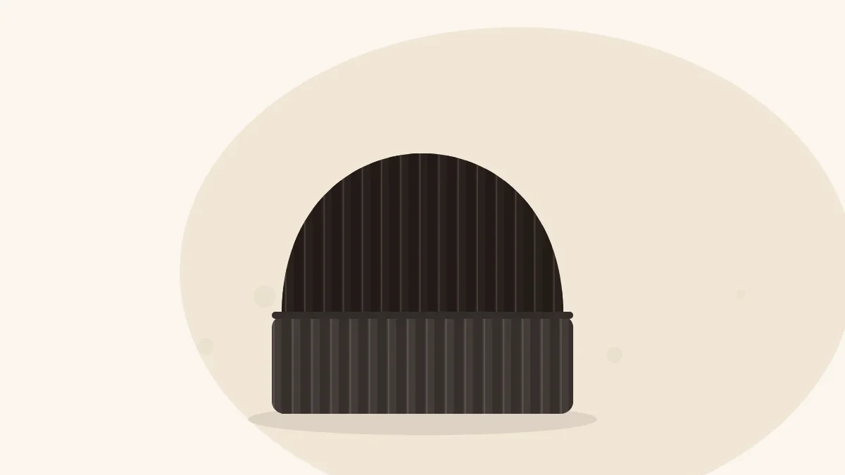 Illustration of a snug ribbed watch cap with a deep cuff folded up around the bottom edge