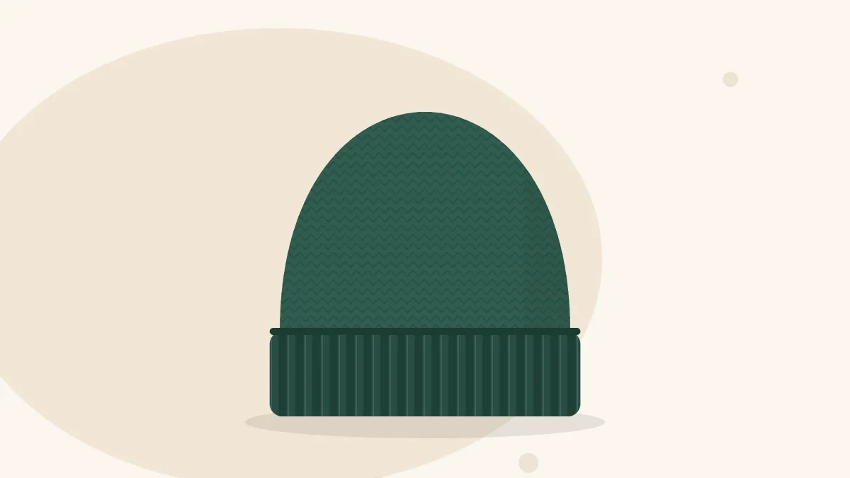 Illustration of a classic knitted beanie with a folded ribbed cuff