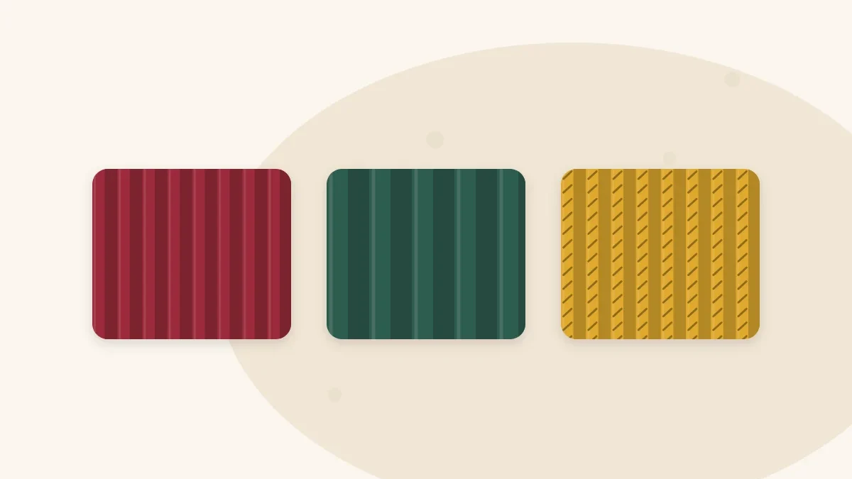 Illustration of three ribbed hat brims side by side in 1x1 rib, 2x2 rib and twisted rib